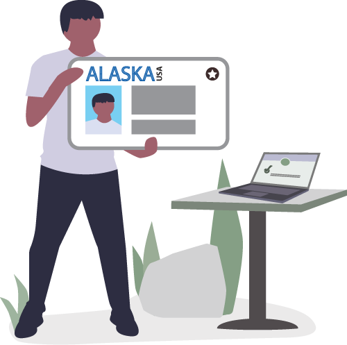 Illustration of person holding Alaska driver's license