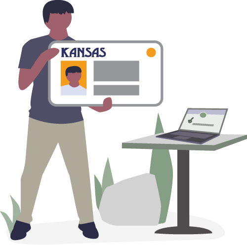 Illustration of person holding new Kansas driver's license