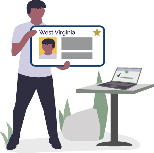 Illustration of person holding a West Virginia driver's license