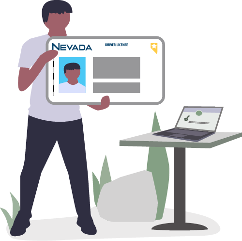 Illustration of person holding a Nevada driver's license